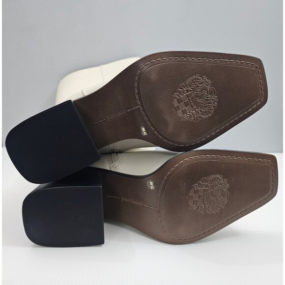 Vince Camuto Sangeti Knee High Boot Women 9 WIDE Ivory Cream Leather Block Heel - Picture 13 of 15